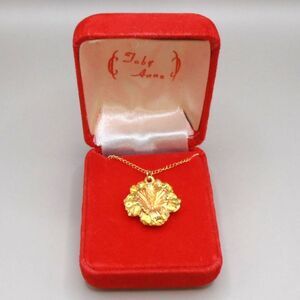 New Vintage Toby Anne 14K Gold Fill Hibiscus Flower w/ Peridot Accents Necklace